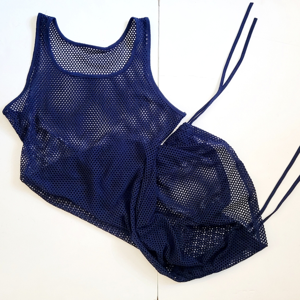NWOT Navy Mesh Bathing Suit Coverup